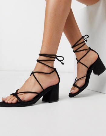 Pull&Bear Strappy Mid Heels Crne - Ženske Sandale | 78963DCXN